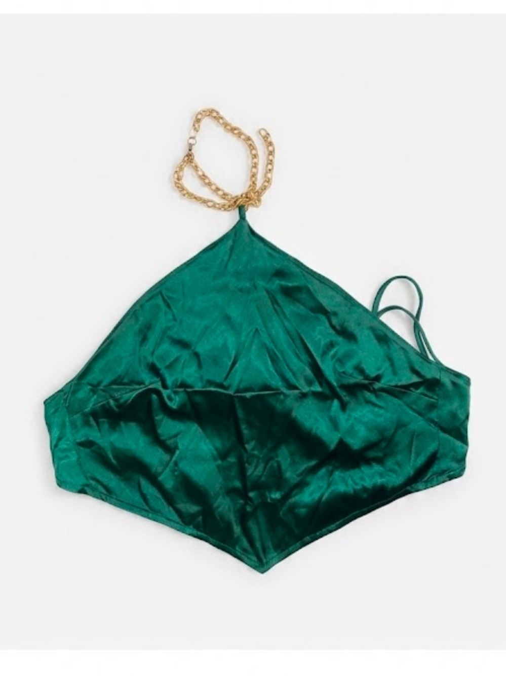 Emerald Green Satin Top with Gold Chain 💚 - Picture 2 of 2